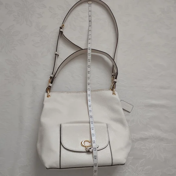 Coach chalk gold Remi refined pebble leather hobo crossbody bag - Picture 6 of 15
